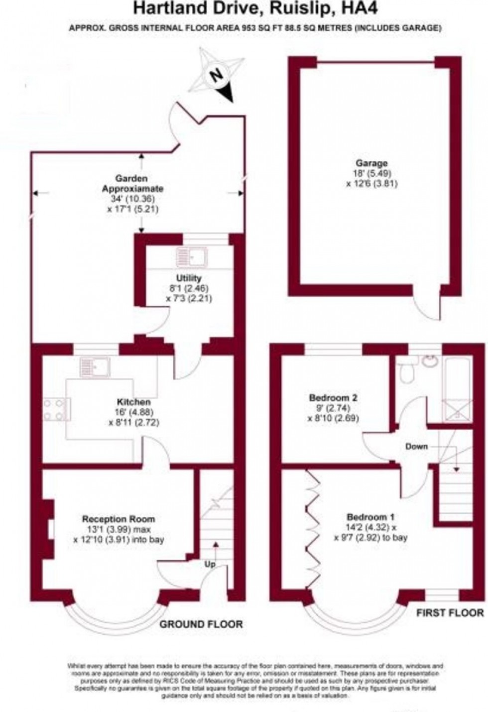 Floorplan for Hartland Drive, Ruislip