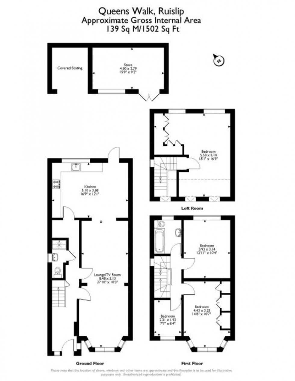 Floorplan for Queens Walk, Ruislip