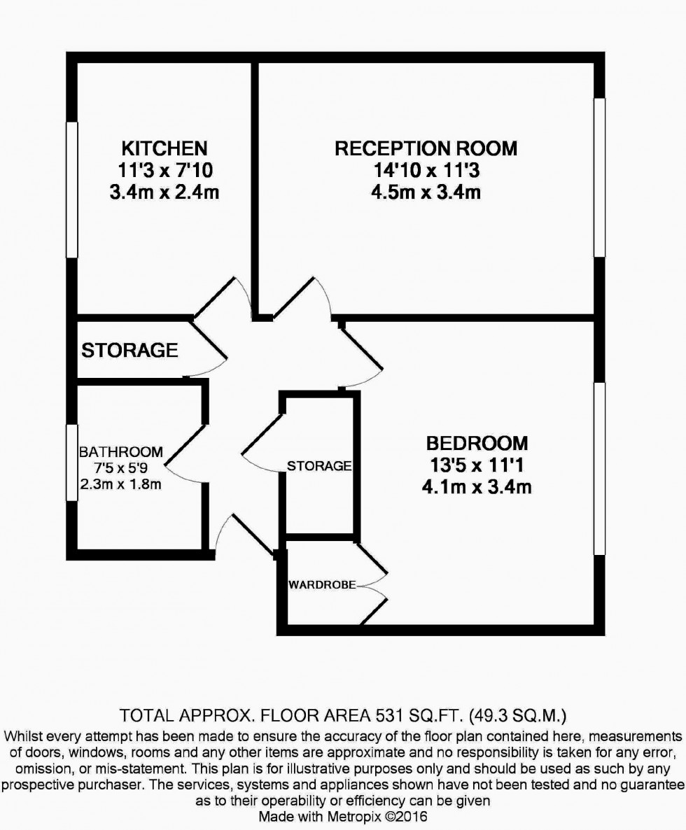 Floorplan for Lewes Close, Northolt, Middlesex