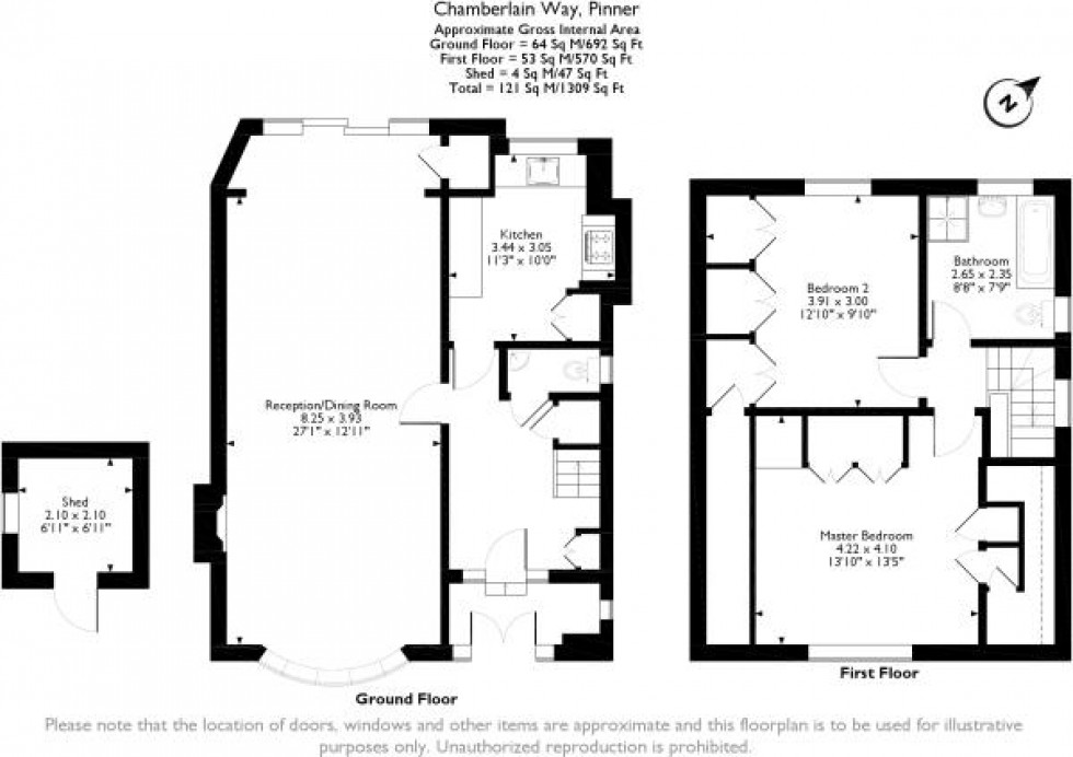 Floorplan for Chamberlain Way, Pinner, Middlesex