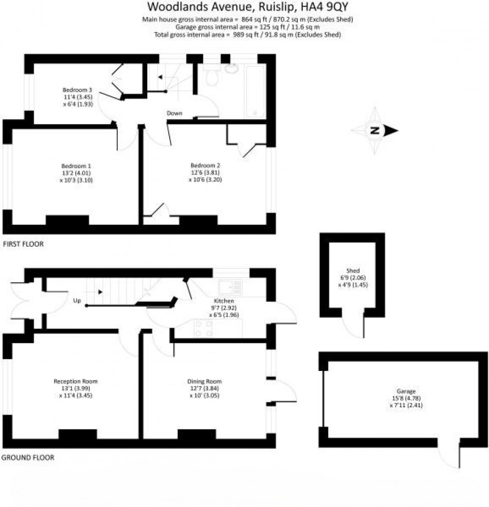 Floorplan for Woodlands Avenue, Eastcote