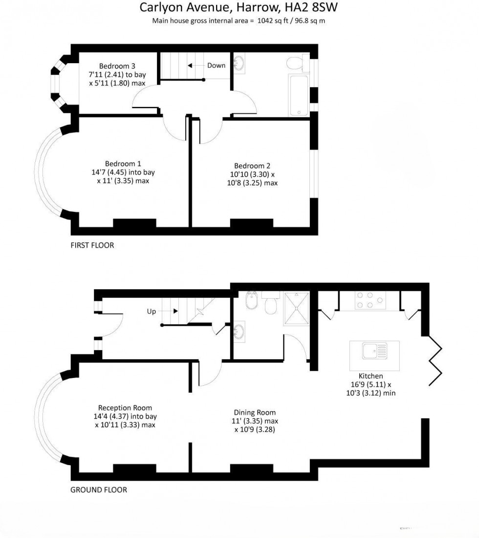 Floorplan for Carlyon Avenue, Harrow