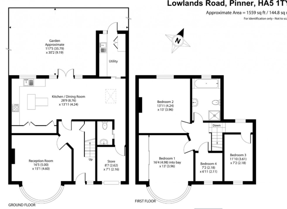 Floorplan for Lowlands Road, Pinner, Middlesex