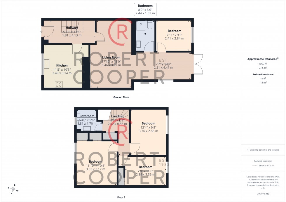 Floorplan for Cleves Way, Ruislip